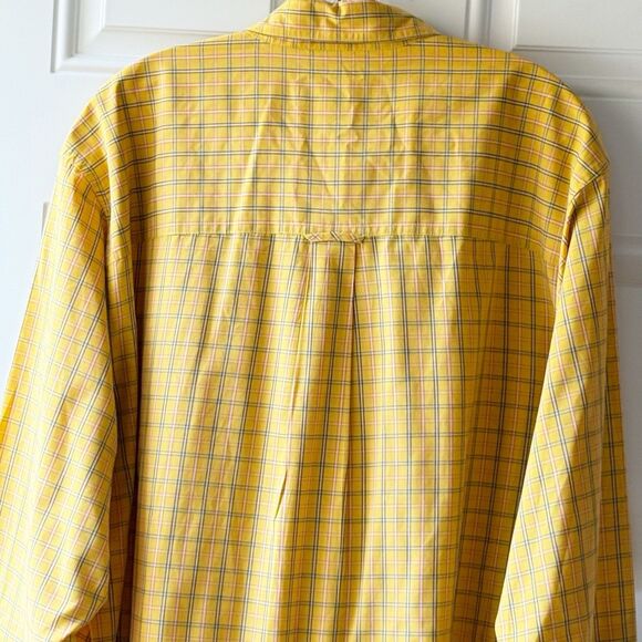 Men's CHAPS Easy Care Button Shirt Size L Yellow Plaid Cotton & Polyester - Picture 8 of 16